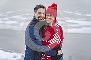 Couple having great time in winter season