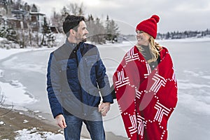 Couple having great time in winter season