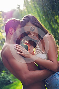 Couple having problem while sitting in nature