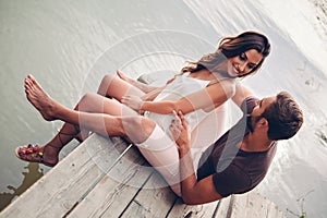 Couple having problem while sitting in nature