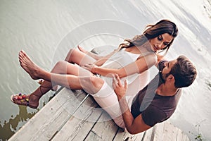 Couple having problem while sitting in nature