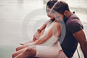 Couple having problem while sitting in nature