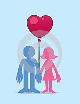 Couple with Heart Balloon