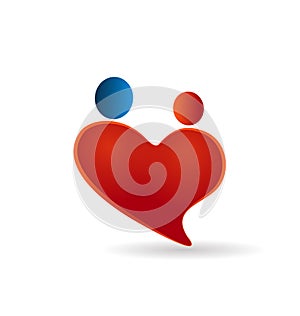 Couple heart family figures icon