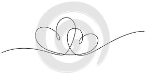 couple hearts continuous line drawing minimalist decorative