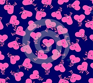 Couple of hearts pattern seamless. Love and hate background