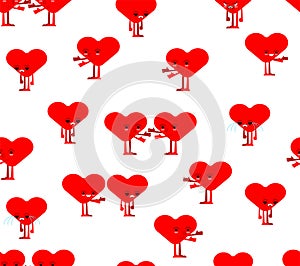 Couple of hearts pattern seamless. Love and hate background