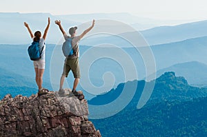 Couple hiking photo