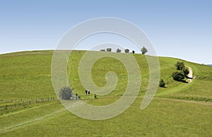 Couple hiking the ridgeway trail chiltern hills uk