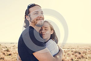 Couple hiking together in the wilderness