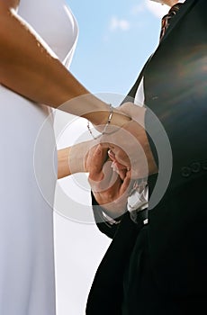 Couple holding hands