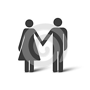 Couple holding hands icon. Stick figure simple icons. Vector illustration