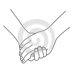 Couple holding hands outline.