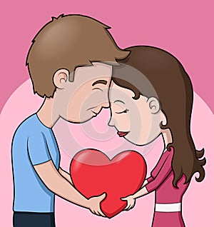 A couple holding a heart