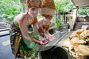 Couple at honeymoon in Balinese tradition