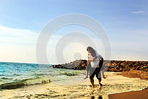 Couple honeymoon at beach