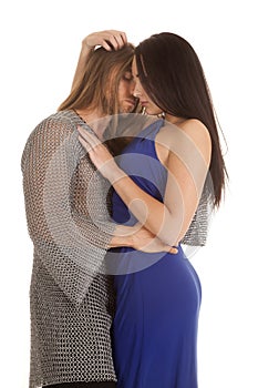 Couple hug manin chain mail