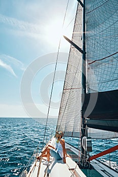 Couple hugging on cruise ship in the summer