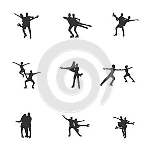 Couple ice skating silhouette, Figure skating silhouette, Pair skating silhouette