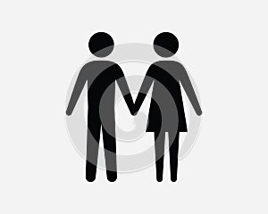 Couple Icon Lover Love Relationship Date Dating Husband Wife Girl Boy Male Female Hold Hands Hand Shape Sign Symbol EPS Vector