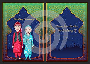 Couple on Indian Wedding invitation template background