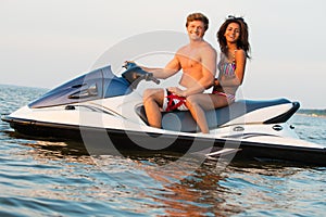 Couple on a jet ski