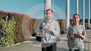 Couple jogging in the city