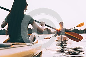 Couple kayaking.