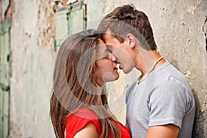 Couple kissing photo