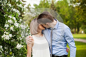 Couple kissing. Boy and girl, romantic vacation