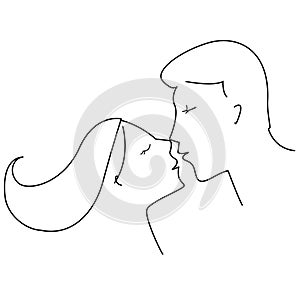 Couple kissing line art