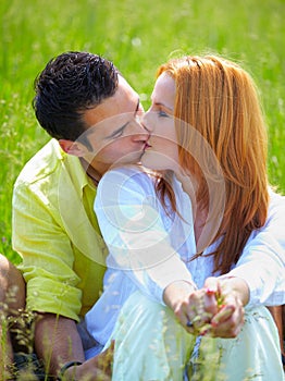 Couple kissing outdoor