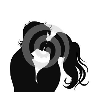 Couple kissing. Silhouettes of loving couple. Vector illustration