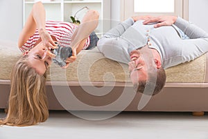 Couple laying on the bed