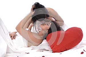 Couple of lesbian woman in love isolated photo