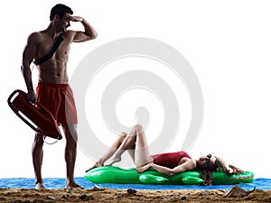 Couple lifeguards on the beach