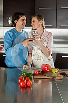 Couple looking making a toast