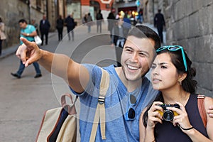 Couple looking something with disbelief