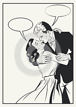 Couple in love Comic Book Style Illustration