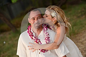 Couple in love on the beach in Hawaii