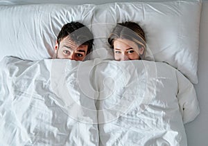 couple love bedroom bed lying romance happy relationship valentine day together man woman