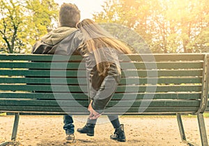 Couple in love on a bench