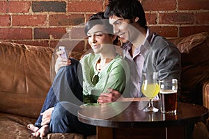 Couple in love in Cafe