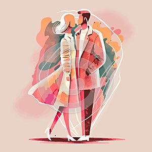 couple in love, flat abstract illustration