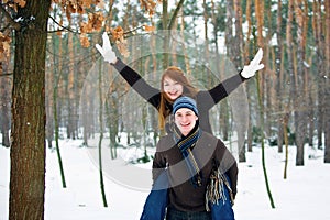 Couple in love in forest