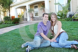 Couple in Love in Front of Home