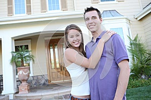 Couple in Love in Front of Home