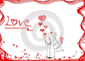 Couple in love, hand drawn design idea of couple in love(male an