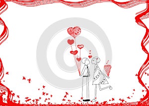 Couple in love, hand drawn design idea of couple in love(male an