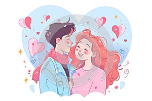 Couple in love hand drawn illustration cute design